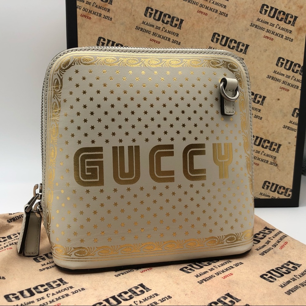 GUCCI Mystic White Leather Crossbody Bag